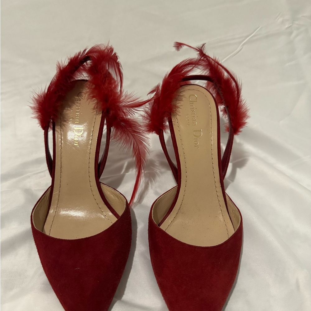 Dior Red Feathered Women's Shoes